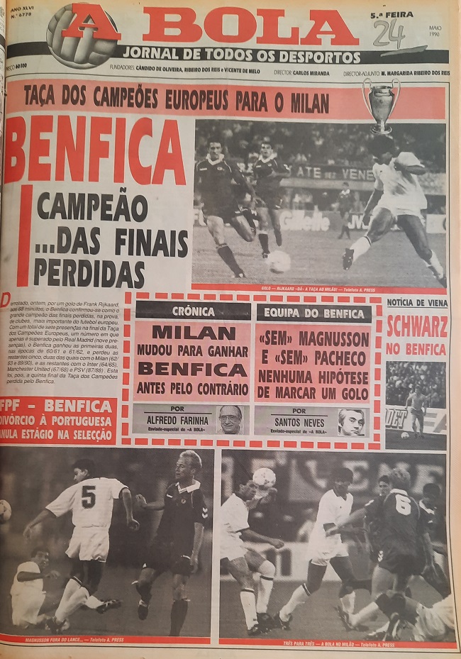 “Benfica, the champion of lost finals” was A Bola’s headline the day after the game