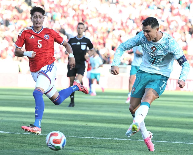 Portugal captain Cristiano Ronaldo in action against Chile
