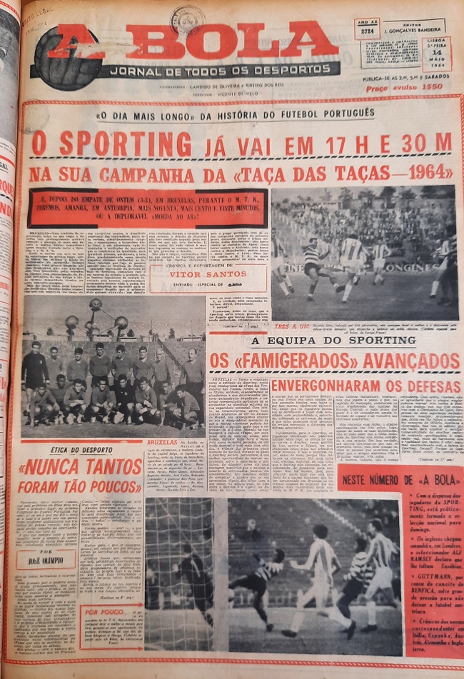 Ahead of the replayed final, A Bola newspaper pointed out that Sporting had played 17 hours and 30 minutes in their campaign